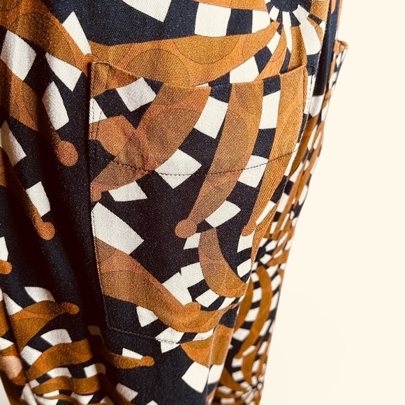 Farm Rio Mixed Banana Geometric Print Jumpsuit Button Down Long Sleeve Sz: M - Picture 8 of 10